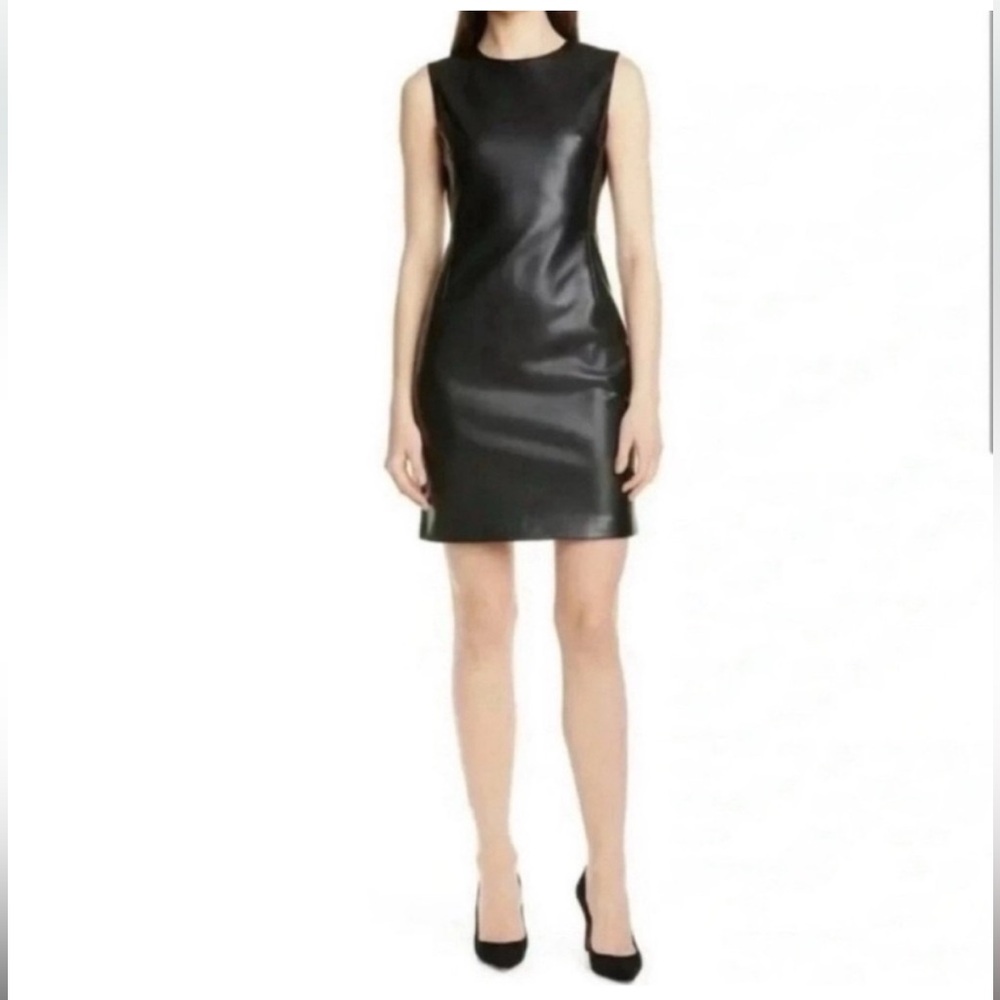 Theory Sculpt U faux leather dress